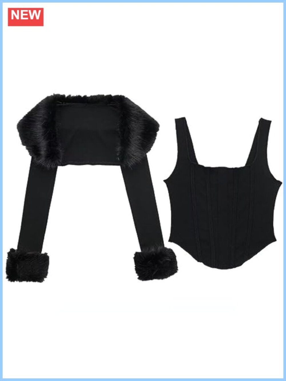 Faux Fur Trim Crop Cardigan Two-Piece Set Y2K Bolero Knit Sweater